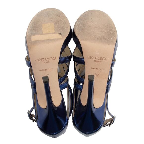 Jimmy Choo Metallic Leather Strappy Sandals - Size 7 / 37 - Picture 5 of 7